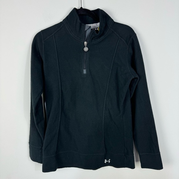 Under Armour Black Fleece Quarter Zip Pullover Jacket Active Base Layer - Picture 1 of 3